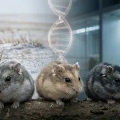 Trzy chomiki dżungarskie na tle zimowego krajobrazu i klatki. Czy można trzymać 2 chomiki dżungarskie w jednej klatce?
