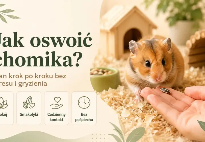 Jak oswoić chomika dżungarskiego? Poradnik krok po kroku: spokój, smakołyki, codzienny kontakt i bez pośpiechu. Chomik bierze ziarno z dłoni.